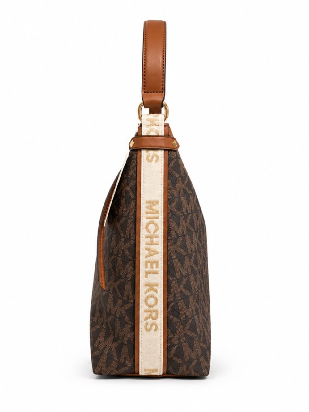 NWT Michael Kors Maeve Logo Large Brown Hobo Tote Shoulder Bag Tan Lining - Picture 3 of 4